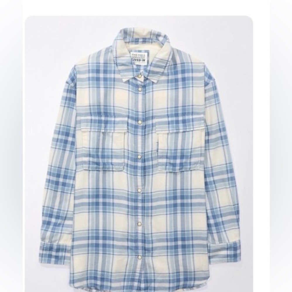 American eagle oversized plaid button up